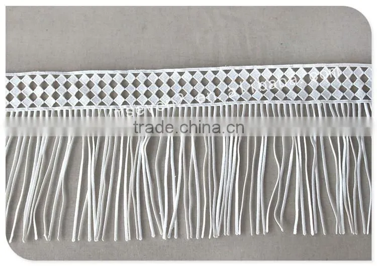 Newest design 19cm width polyester crochet fringe trim for garment/bag