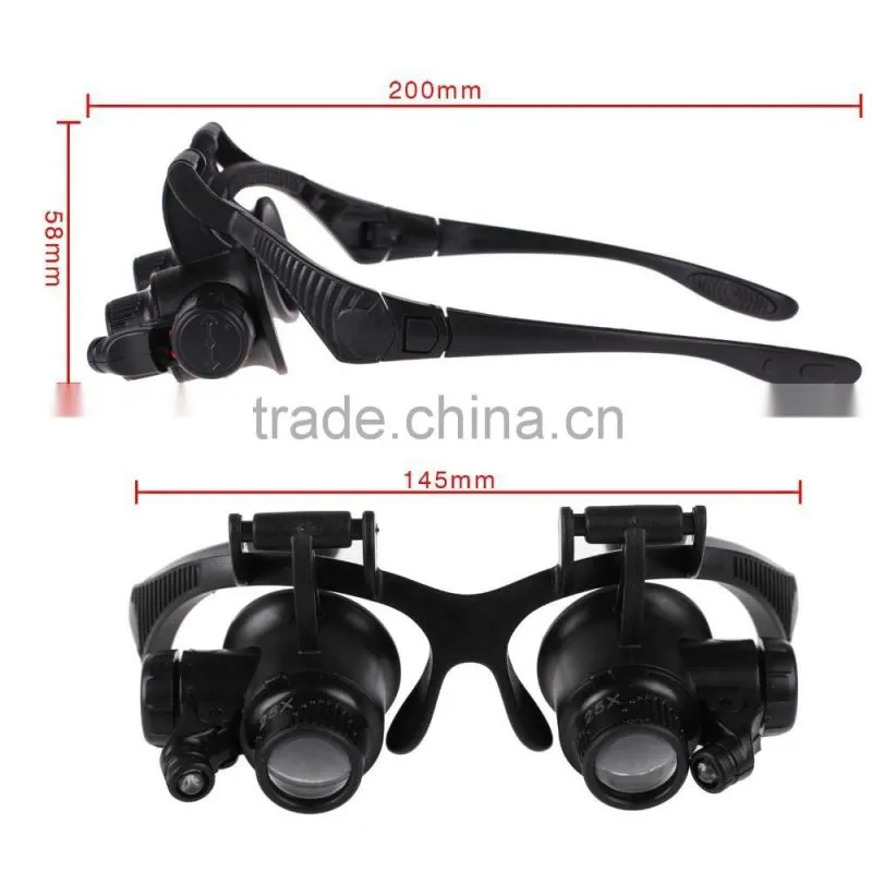 10X 15X 20X 25X Binocular Loupe Glasses Magnifier magnifying glass with LED Light for Jewelry Appraisal Watch Repair