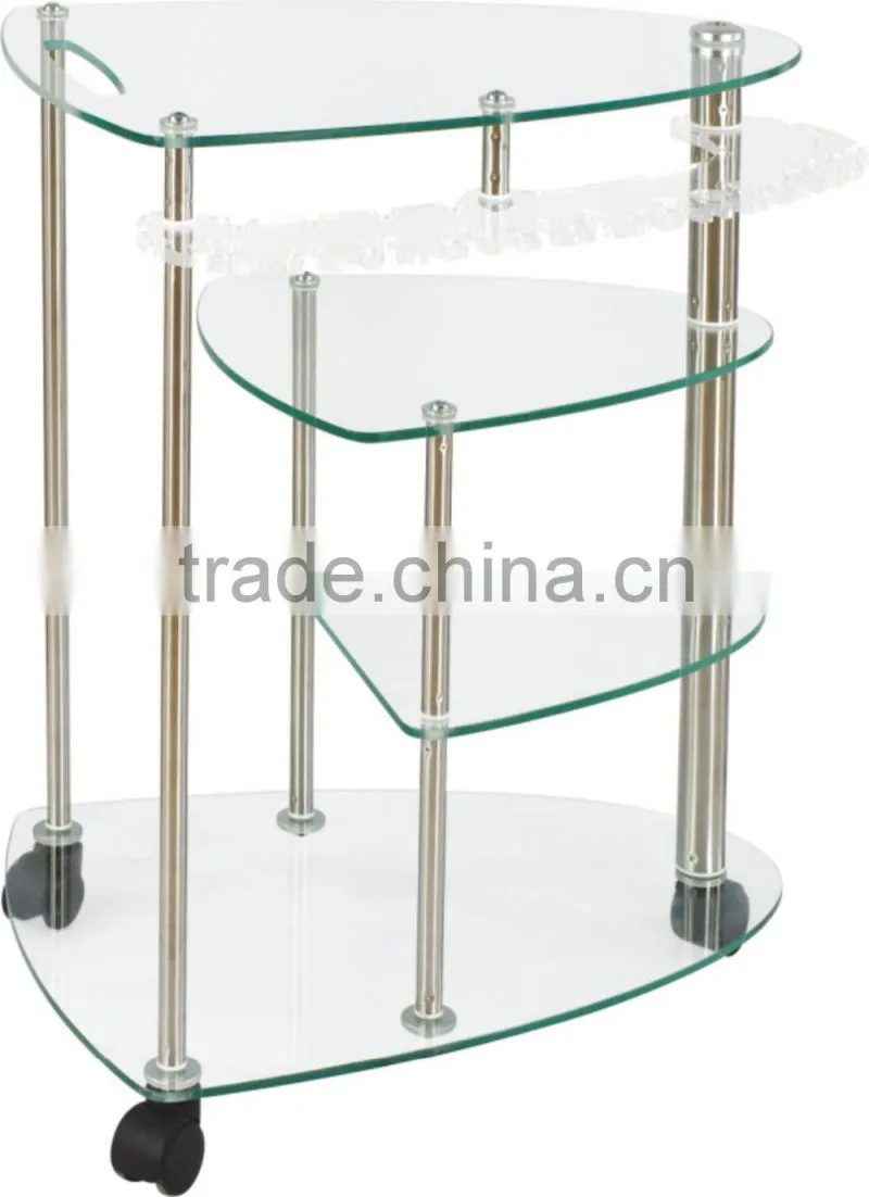 Professional salon equipment salon trolley with glass material