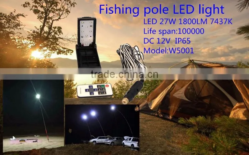 Guangzhou lighting accessories 2016 innovative install on fishing pole led 27W DC12V camping activities light W5001