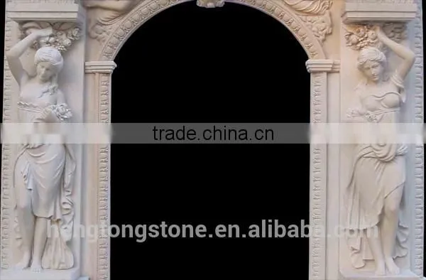 Home Decorative White Stone Door Frame with Girl Statue