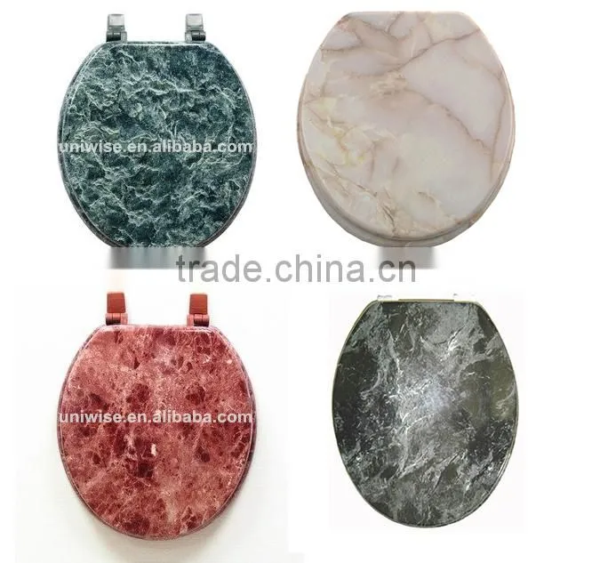 Marbleized Molded Wood Round Toilet Seat, Marbleized veneer MDF Moulded toilet seat, Marbleized Molded Wood Toilet Seat
