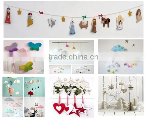 2017 hot sale new products custom design logo felt festival interior home decor wedding stage ornement wool hanging decoration