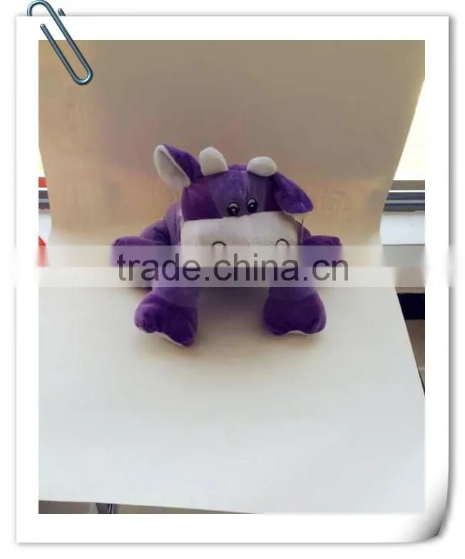 China supplier animal head cushion/plush cow toy cushion/purple cushion