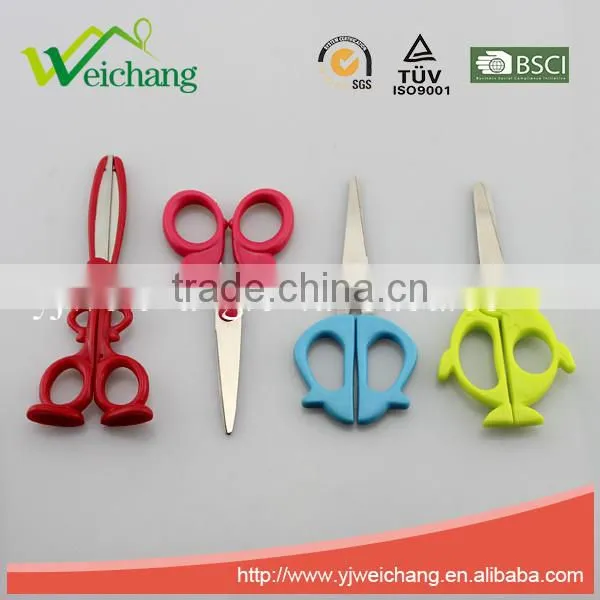 WCSC211 premium novelty wholesale soft handle colorful school children plastic scissors with funny Corn shape cover