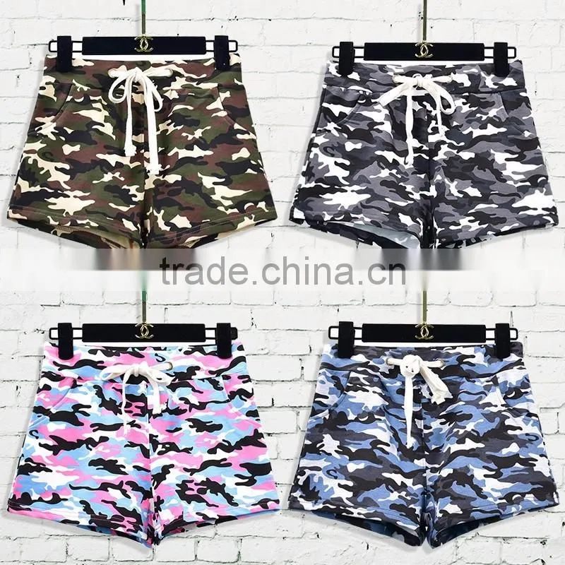 Custom Women Green Camouflage Cotton Hot Shorts Summer High Waisted Board Shorts