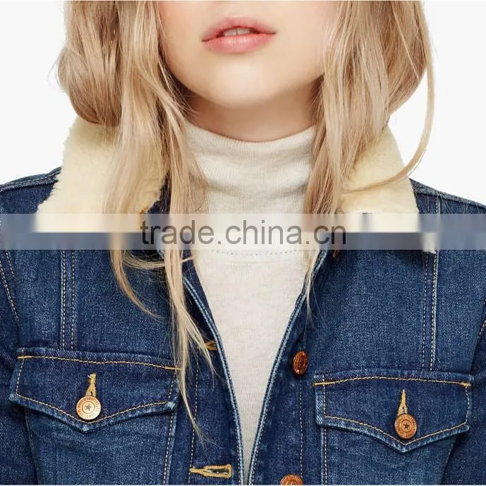 High quality girls denim winter jacket women customize your own overcoat