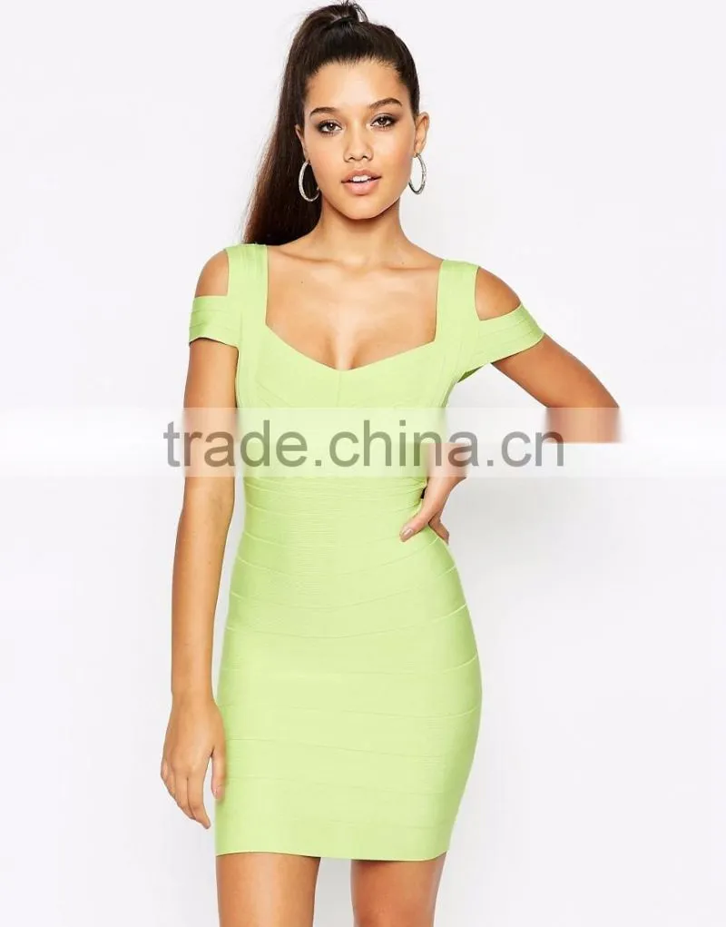 Customized Design Cheap Price Bandage Off The Shoulder Bardot Double Strap Mini dress Alibaba Foshan