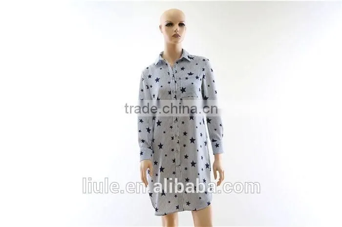 Fashionable women long sleeve dress shirts ladies longline casual shirts