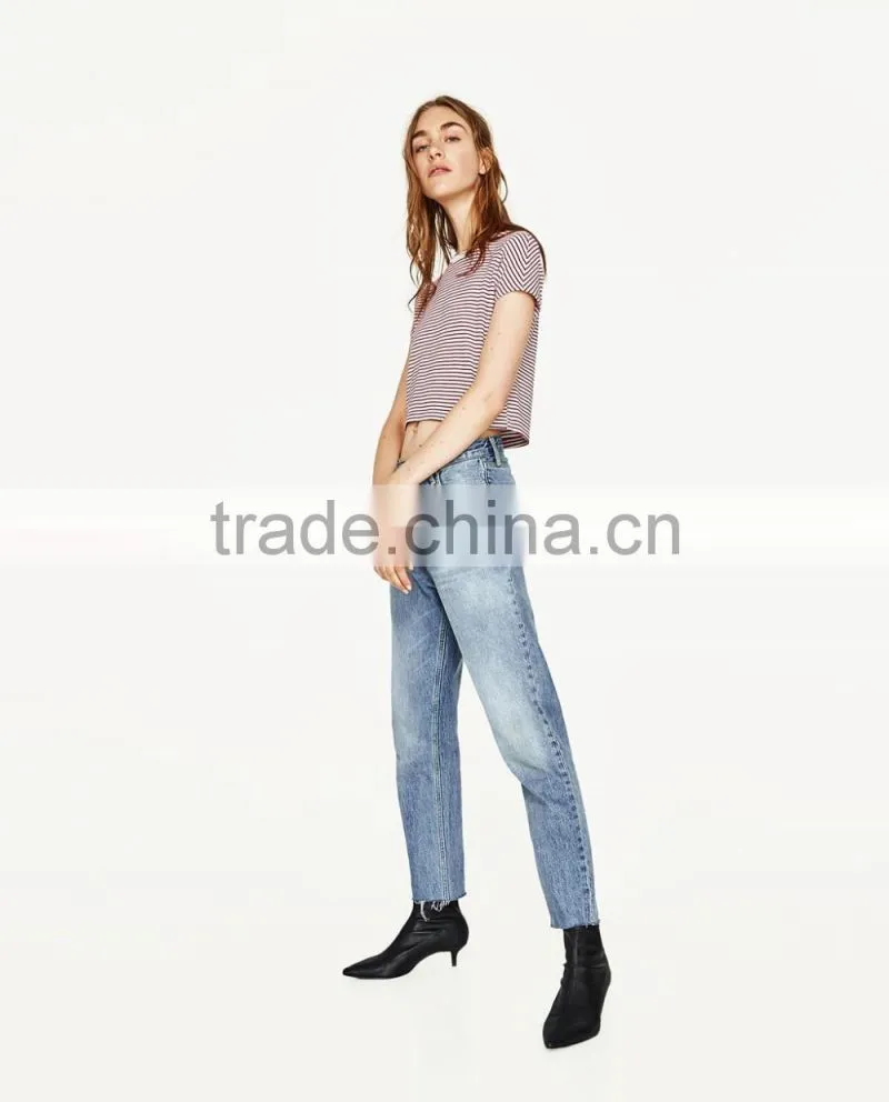 casual tops strip round-neck camiseta top