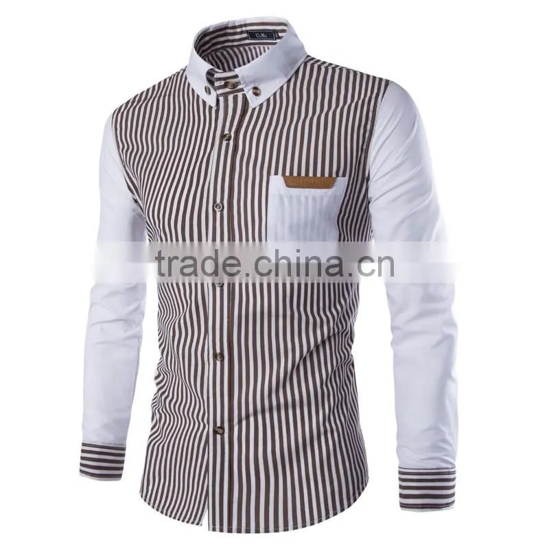2017 latest fashion design stripe nice fit cotton shirts for men
