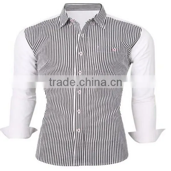 2016 new wholesale Stylish Vertical Stripes Long Sleeve Button Down custom mens casual dress shirts