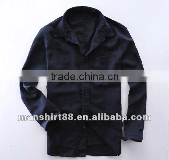 New popular style 100%Linen White shirt for men with long sleeve regular collar or banded collar