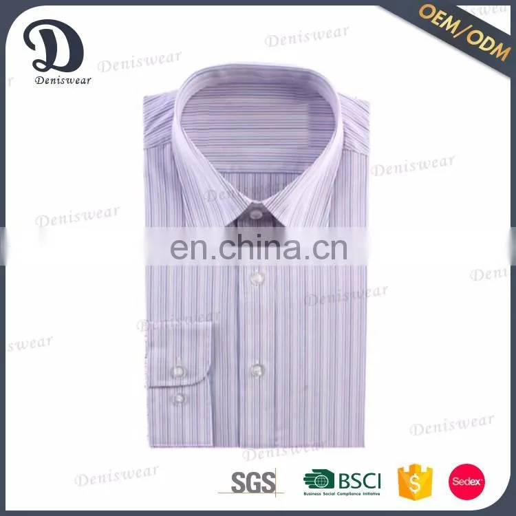 Cost price yarn dyed model man office shirts with narrow stripes