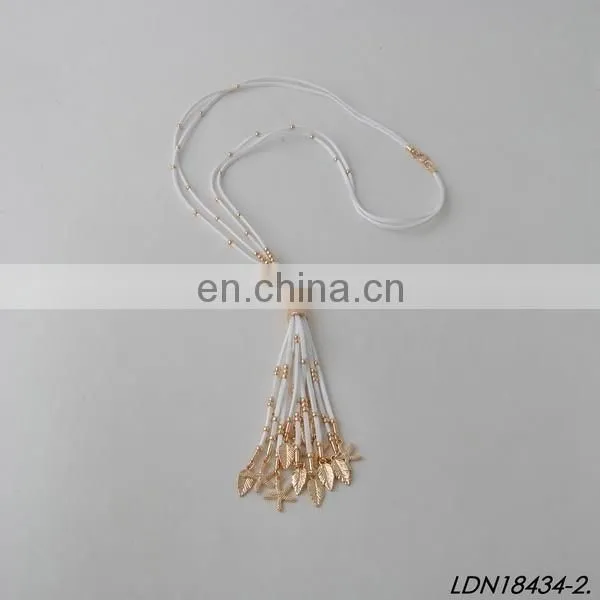 Customize your charm leather Beaded Tassel Pendant Necklaces