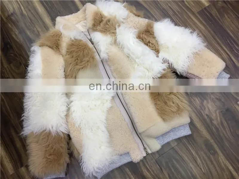 Wholesale Winter Celebrity Fashion Style Double Face Lamb Leather Fur Jacket