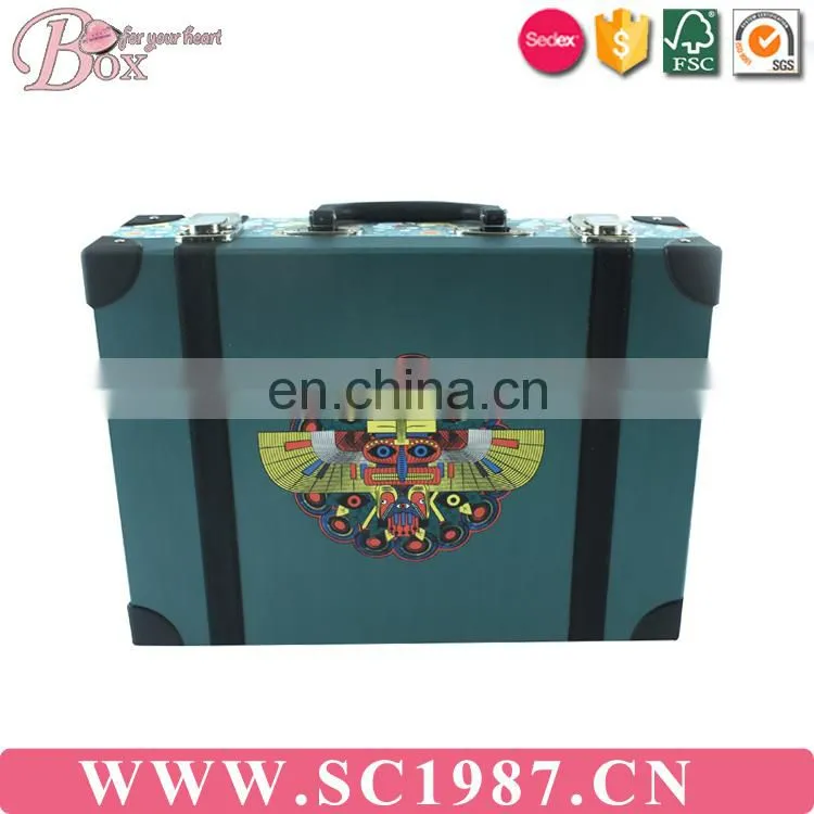 Kids owl animal pattern paper cardboard suitcase boxes with handle