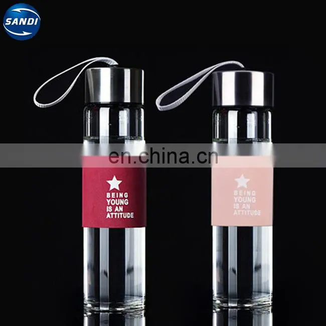 Promotional custom LOGO printed sports glass water bottle