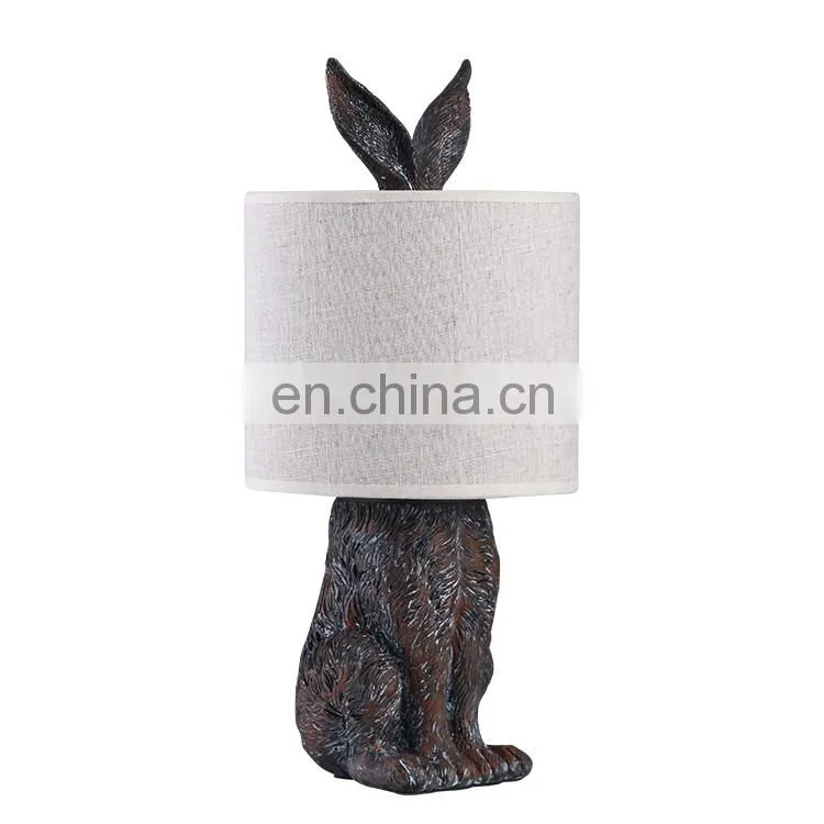 Top sale hotel living room rabbit shape animal resin vintage table lamps for home decor
