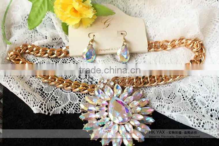 W1029 Necklace set alloy rhinestone pendent necklace,rhinestone bead necklace,alloy rhinestone pendent necklace