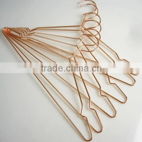 LYB-0155 shiny copper metal wire hanger wholesale clothes hanger