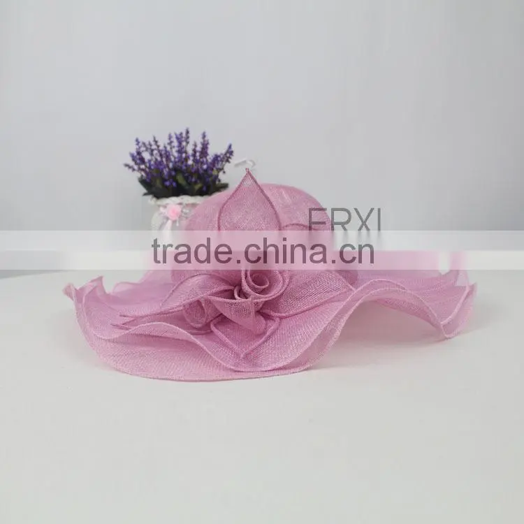 Hot Sale Sinamay Hat,Ladies Church Peach Flower Sinamay Hat 2015