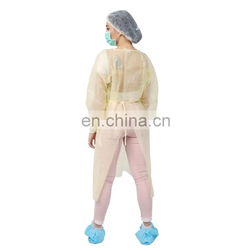 Industry Use Dustproof Laboratory Impervious Disposable Yellow Isolation Cover Gown