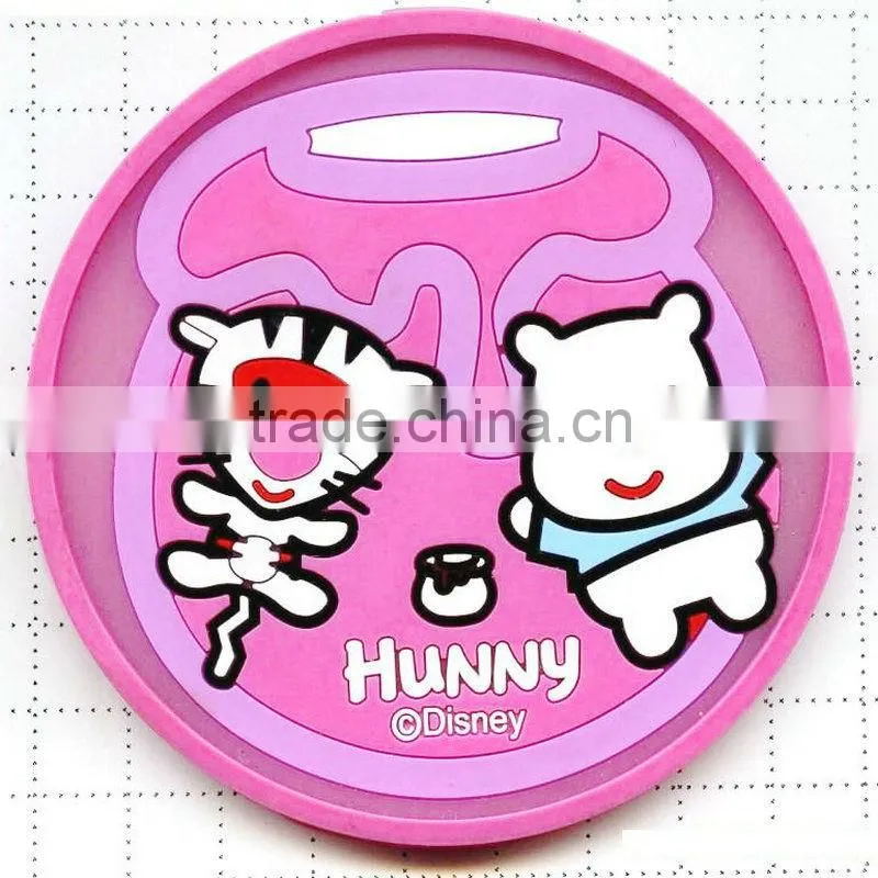 Non-slip cup mat for kids, 3D PVC Rubber Placemats, table mats and coasters