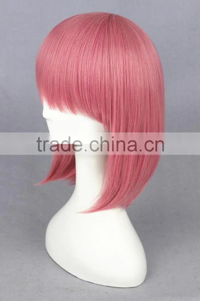 High Quality 40cm Short Straight Pink Synthetic Anime Lolita Wig Cosplay Costume Lolita Hair Wig Party Bobo Wig