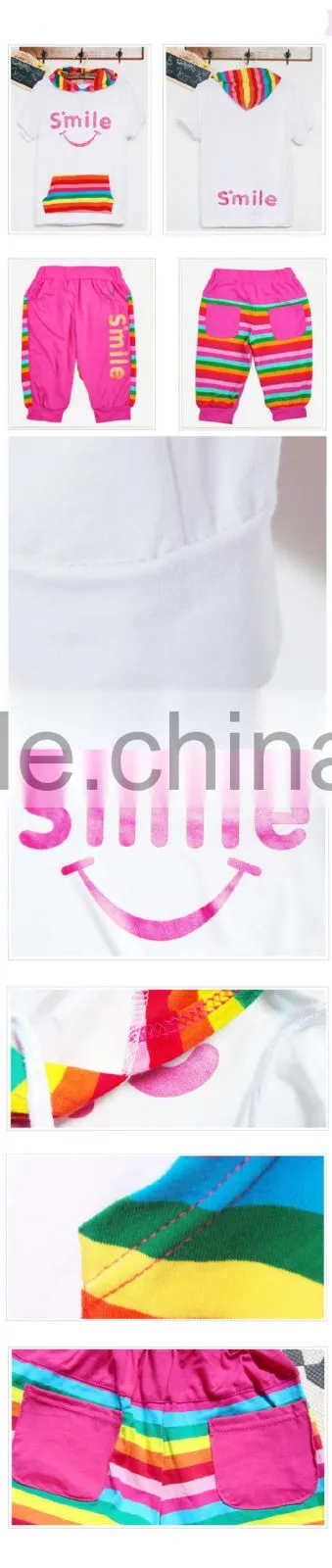2015 Children Sports Wear Plain T-Shirt and Sport Pants / Wholesale Clothing Made in China Jiangxi