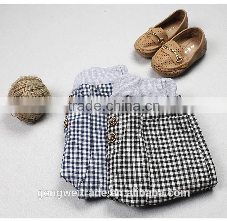 2015 Korean version of the new spring and summer boy pants kids plaid long pants