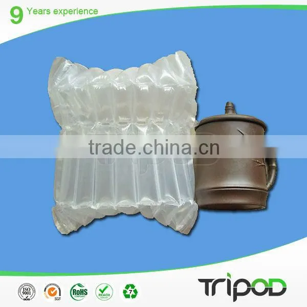 fragile product air bag ,plastic air cushion bag for dark-red enameled pottery,air column bag