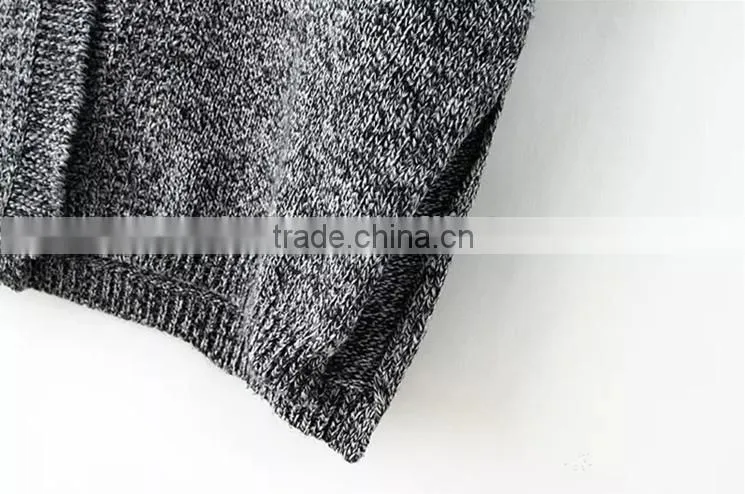 Deep v-neck long sweater coat lady knitting long sweater cardigan with pockets
