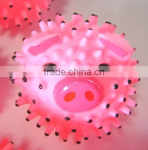 vinyl toy-8.5cm pink pig spikey ball