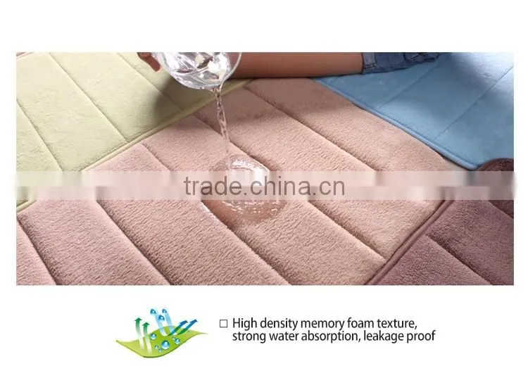 Water absorbent coral fleece memory foam thick sponge non-slip microfiber bathroom mats for living room and kitchen floor