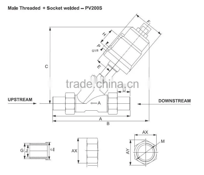 double acting two-way stainless steel pneumatic angle valve