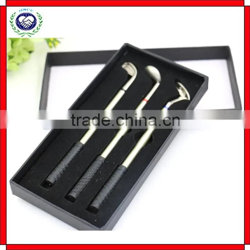 High Quality Souvenir Gifts 3 Metal Pen Mini Golf Pen Set