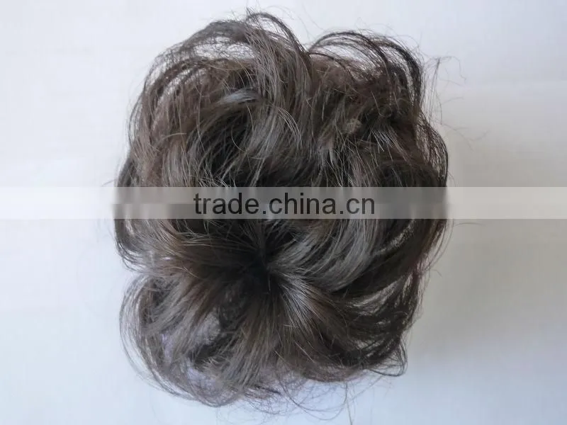 alibaba express quality women hairpiece synthetic hair attachment chocolate brown color short curly plastic clip in extension