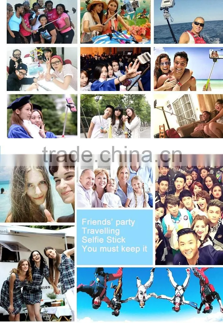 2015 newest design good quality extendable mini monopod foldable selfie stick with trade assurance