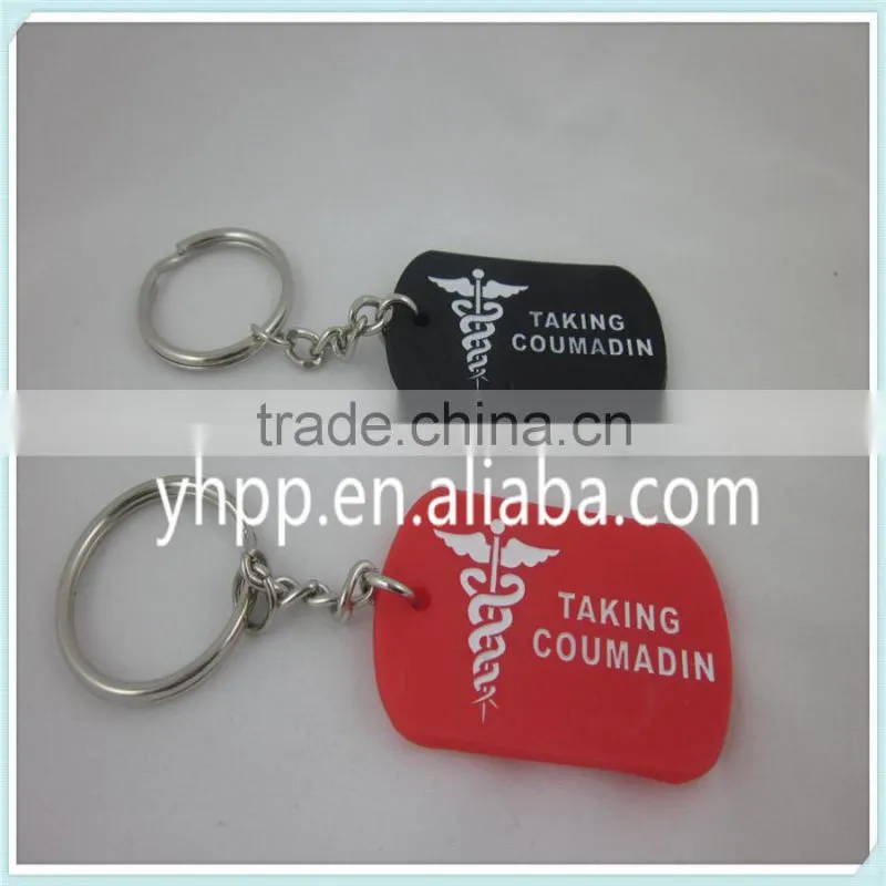 Custom TAKING COUMADIN Silicone Dog Tag Key Chain Ring 2 Colours