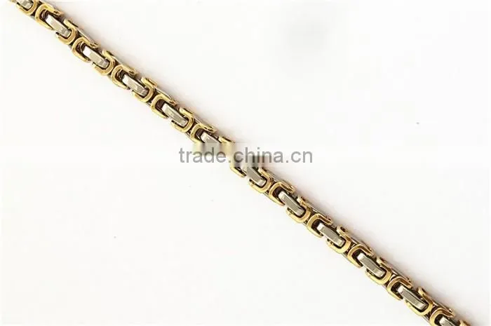 2016 fashionable jewelry gold plated 316l stainless steel chain bracelet for men