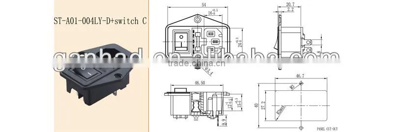 IEC C14 16A socket with switch