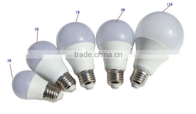 Plastic and Aluminum 3W 5W 7W 9W 12W 15W E27 Lampadas de LED