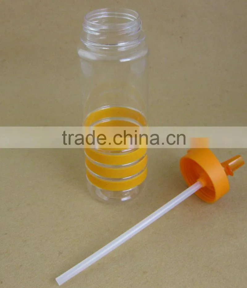 Promotional 24 Oz. Banded Gripper plastic Bottle with Straw
