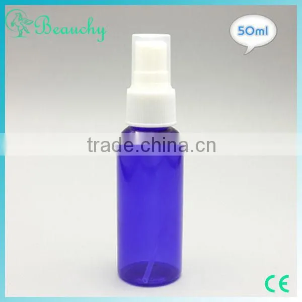 2015 China alibaba 50ml white blue green red amber plastic water bottle