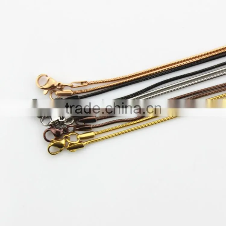 Low price 50cm rose gold color snake chain 316 stainless steel floating locket chain