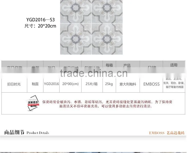 20*20cm factory direct sale ceramic rustic tile kitchen floor tile
