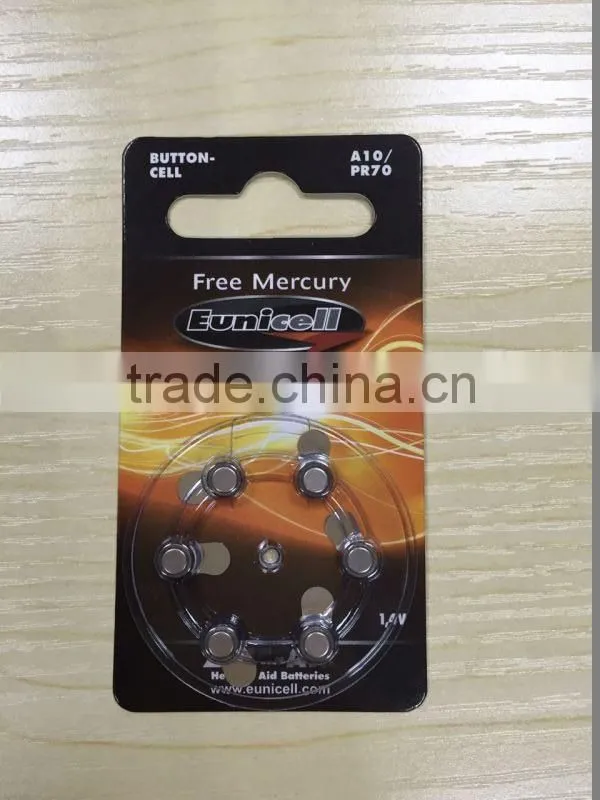 Free mercury A10 / A13 / A312 / A675 hearing aid battery mercury free batteries