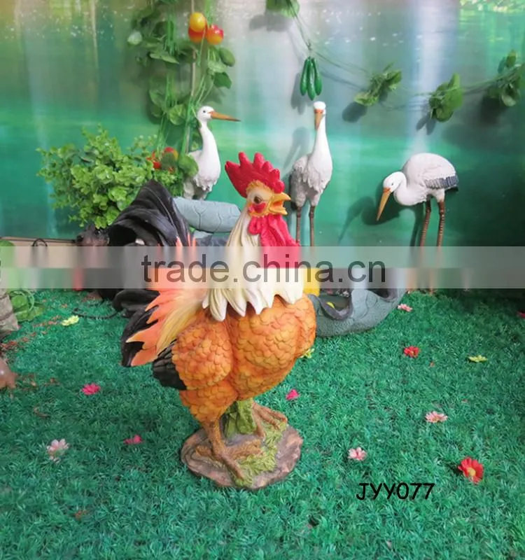 Garden decor cute wholesale polyresin rooster figurine