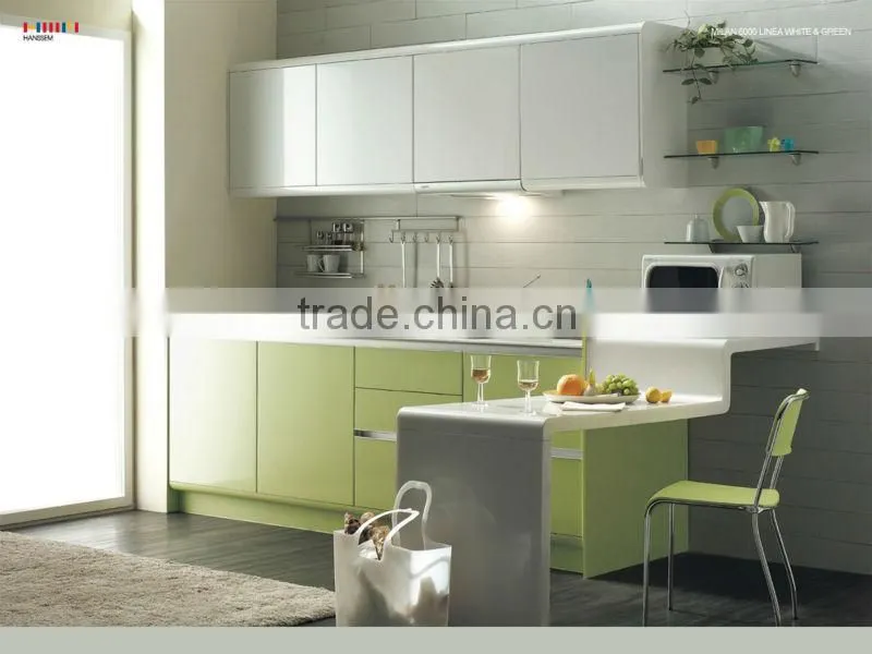 Modern lacquer kitchen cabinet red color mixed white